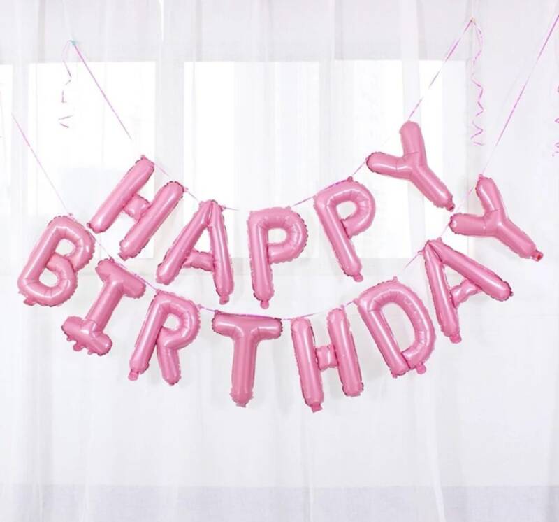 Trang trí set chữ Happy Birthday màu hồng