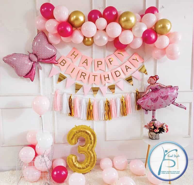 Set bong bóng sinh nhật người lớn vàng hồng  Cửa hàng shop bán các loại bong  bóng trang trí Kool Style
