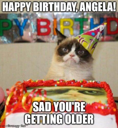 Chúc mừng sinh nhật, Angela - Meme mèo gắt gỏng.