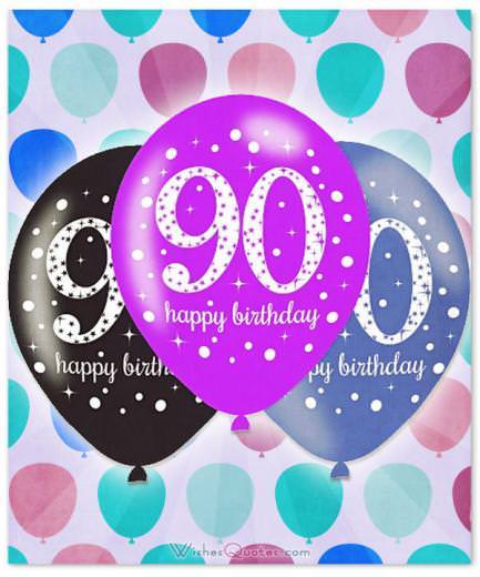90 Bong bóng sinh nhật - Miễn phí Chúc mừng sinh nhật lần thứ 90 và thiệp điện tử