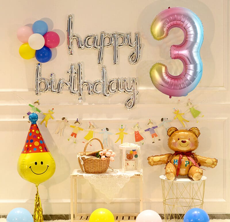 Set trang trí sinh nhật gấu 4d mặc cười- Kool Style