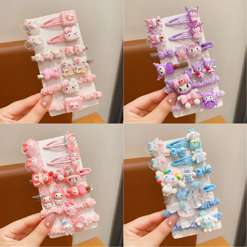 Kẹp tóc chủ đề Kitty Team- Kurromi, My Melody, Cinnamoroll, Kitty- Siêu đáng yêu cho bé