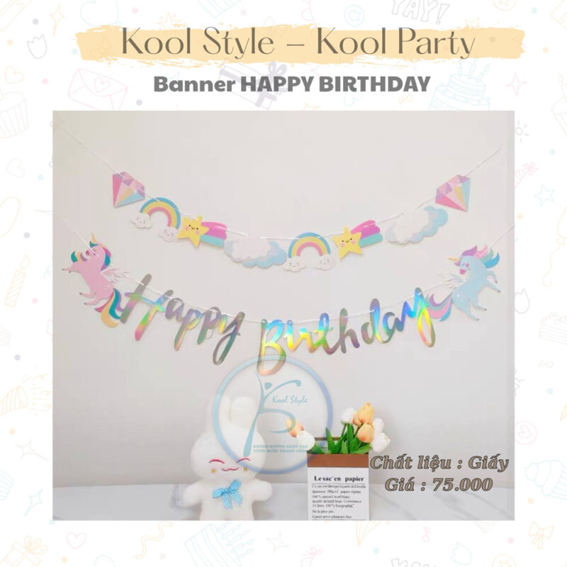 Dây Chữ Happybirthday ngựa Pony lấp lánh