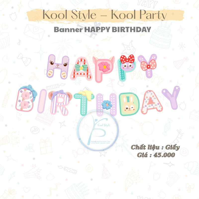 Dây Chữ Happybirthday Thỏ Tím Stella