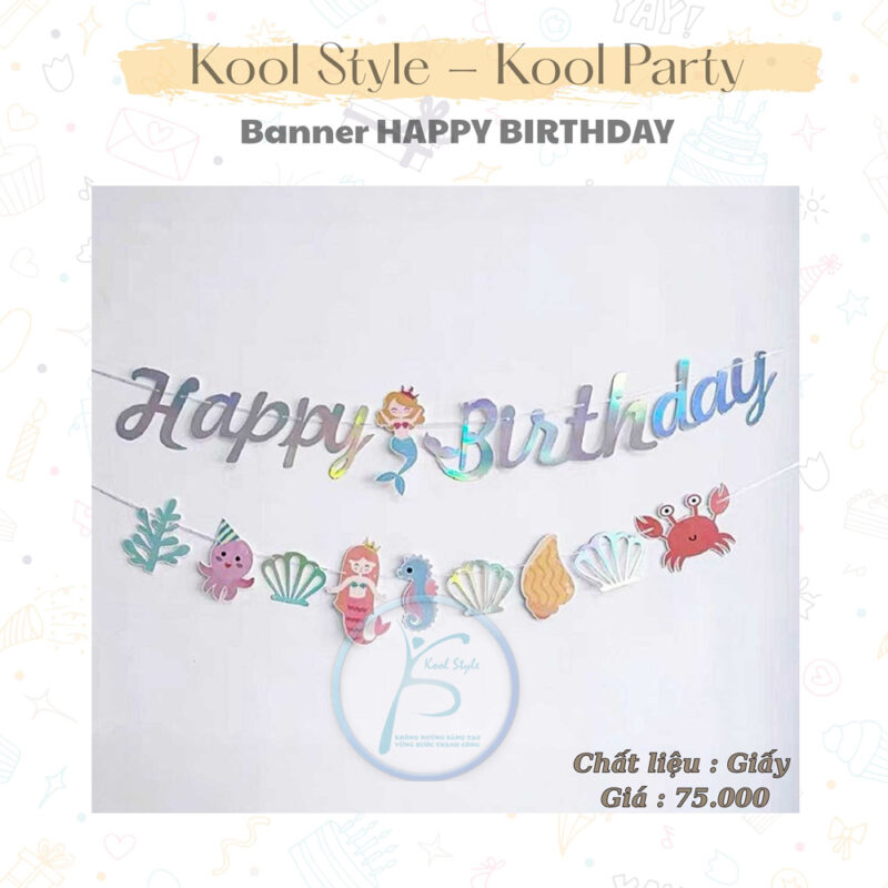 Dây Chữ Happybirthday Tiên Cá Lấp Lánh