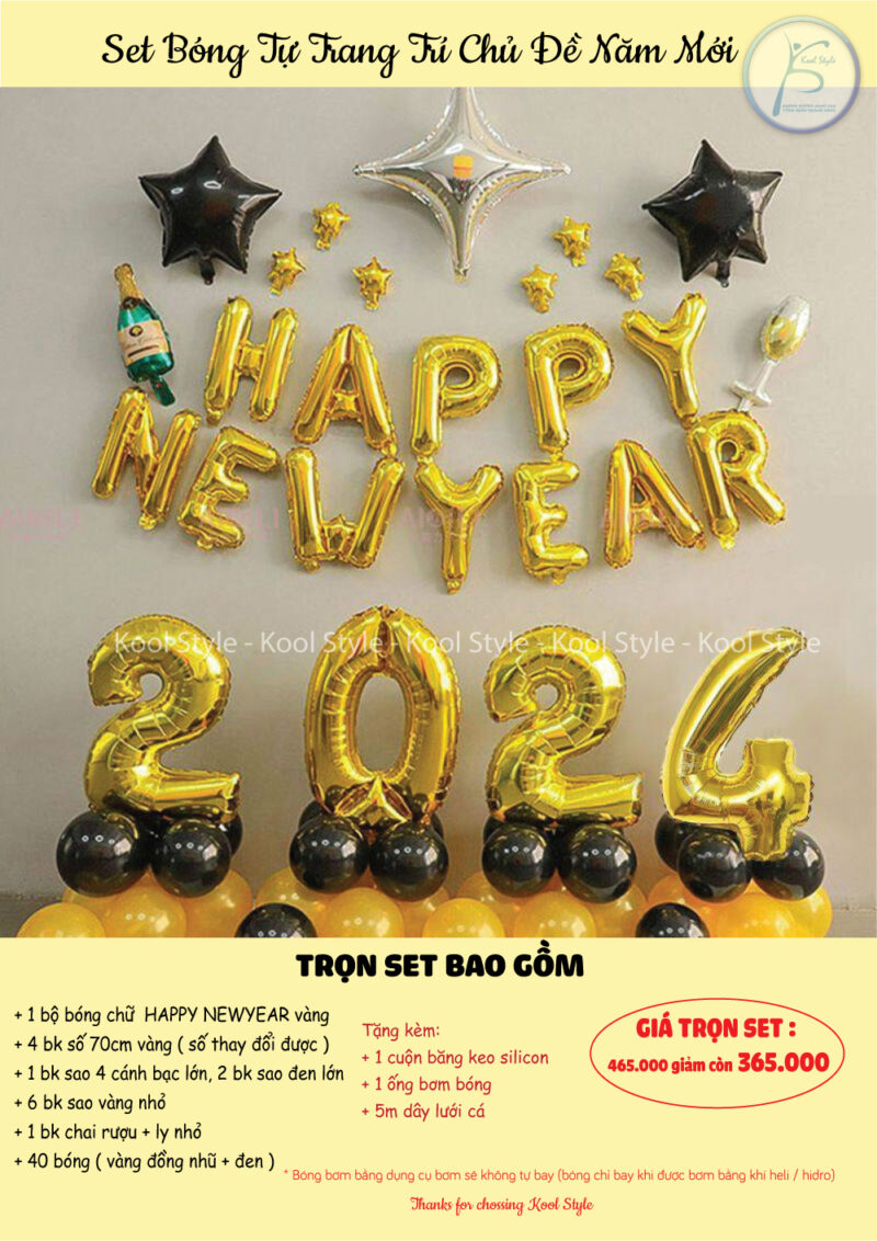 Set bóng trang trí năm mới sang trọng