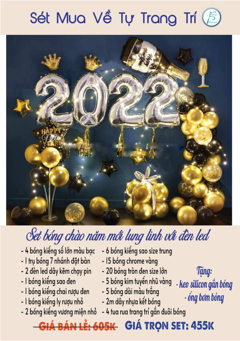 Set bóng tự trang trí năm mới lung linh sang trọng